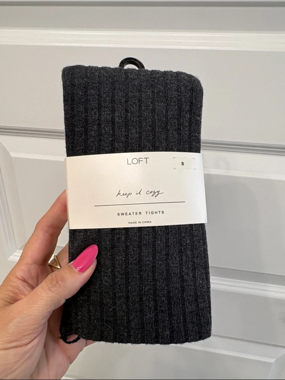 LOFT ribbed sweater tights dark heather charcoal gray